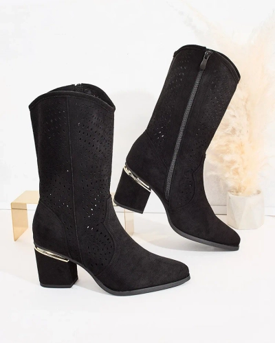 Royalfashion Cizme stiletto joase ajurate Hewir