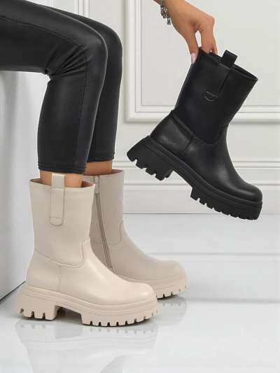 Wyższe botki damskie ze skóry ekologicznej Scarlet Mist