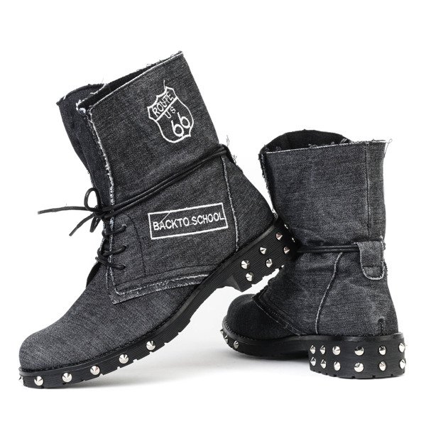 Jeansowe workery w kolorze czarnym Irini - Obuwie