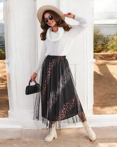 Fustă midi pentru femei cu model de la Royalfashion cu tulle