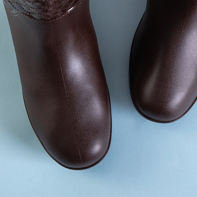 Cizme de ploaie matlasate din cauciuc maro Nazaria - Încălțăminte