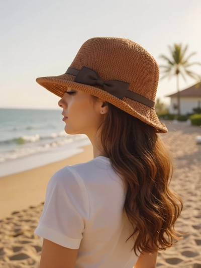 Royalfashion Pălărie de damă decorată cu fundă Summer Grace