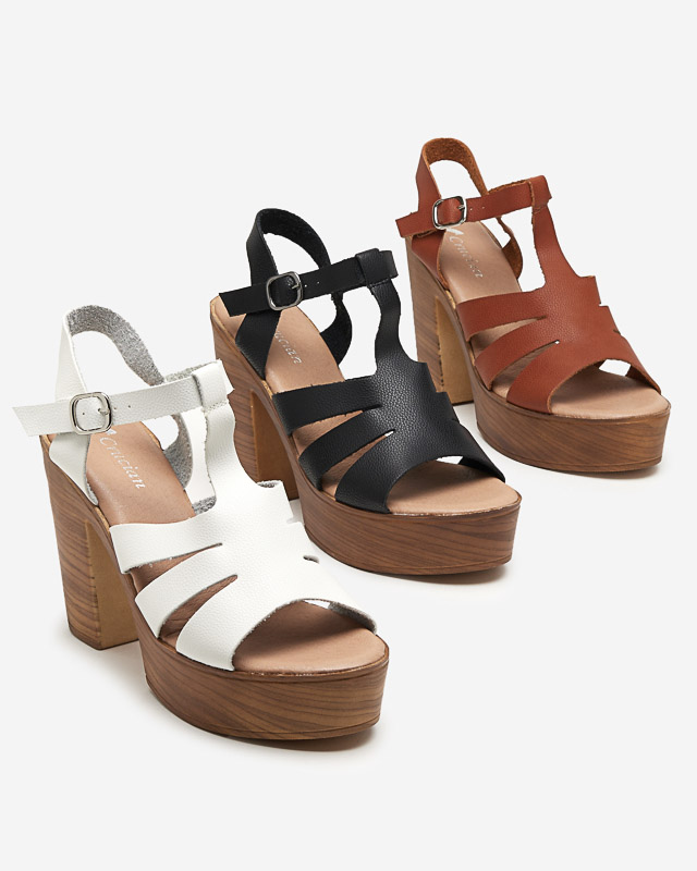 Sandale albe de damă cu toc înalt Mianka - Încălțăminte