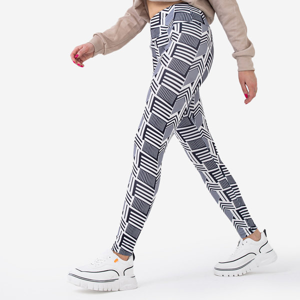 Jambiere de damă cu model alb-negru cu talie înaltă - Îmbrăcăminte