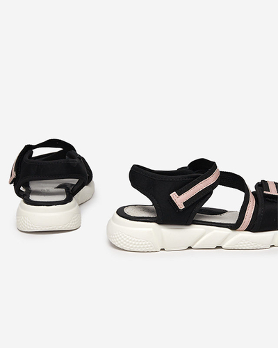 Sandale pentru copii negre si roz prinse cu Velcro Modis - Pantofi