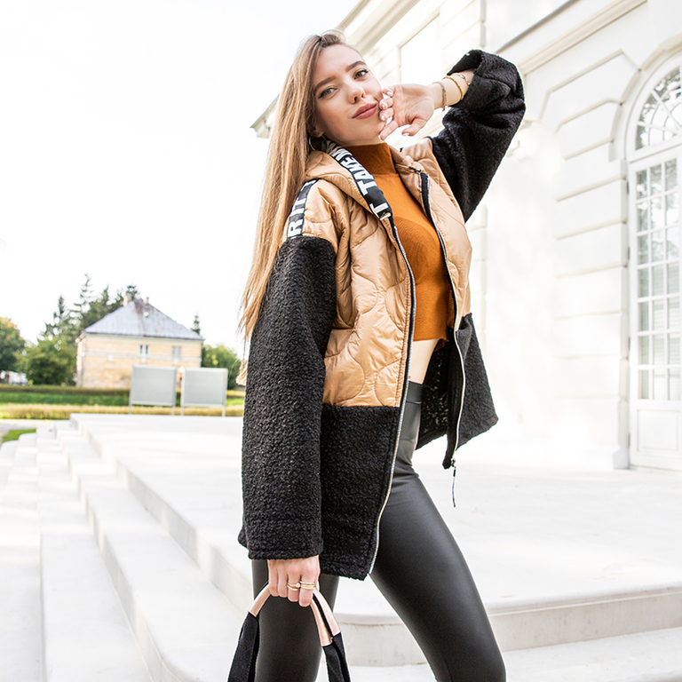 Geacă din piele de oaie matlasată maro - Îmbrăcăminte