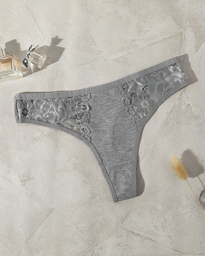 Chiloți tanga dama dantela gri - Lenjerie intima