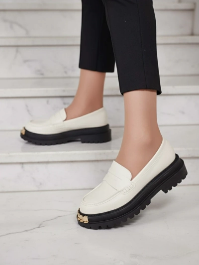 Loafers Dama Aurelia Bej cu Platforma de 5cm - Stilati si Confortabili