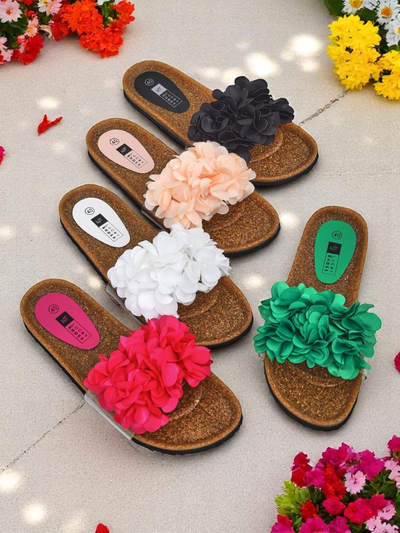 Royalfashion Klapki damskie z kwiatuszkami Flora Soft