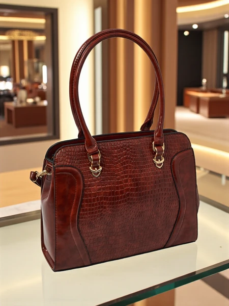 Poșetă de damă shopper din piele ecologică cu imprimeu Iron Lace