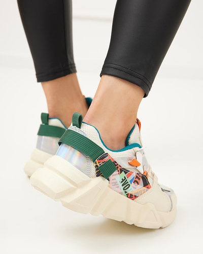 Pantofi sport de dama bej cu insertii colorate Deroni - Incaltaminte