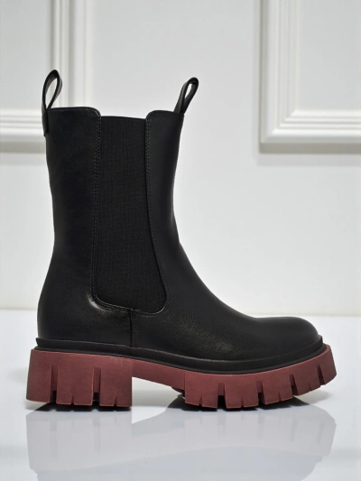 Botine înalte de damă din piele ecologică cu talpă colorată Dorvella