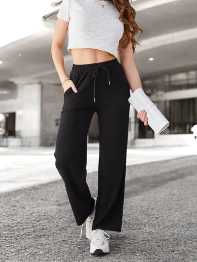 Royalfashion Pantaloni simpli pentru femei cu șnur