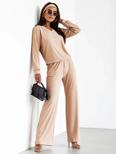 Royalfashion Set din bumbac cu nervuri pentru femei