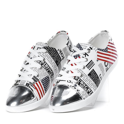 Białe tenisówki z napisami Gladys - Obuwie