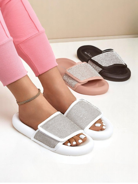 Royalfashion Damskie klapki na płaskiej podeszwie Sparkle Step