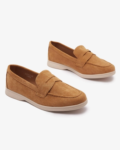 Mocasini de damă din eco-suede de culoare camel Daffer- Footwear