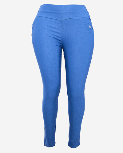 Pantaloni teggings albastru pentru femei PLUS SIZE- Îmbrăcăminte