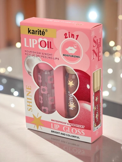 Glitter Lip Gloss un Clear Lip Gloss 2in1 Soft Blush