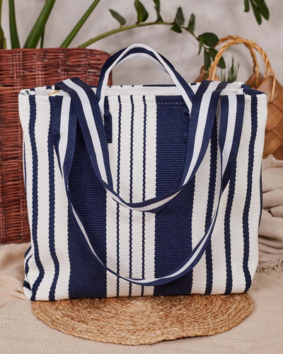 Royalfashion Geantă de umăr din material textil cu dungi