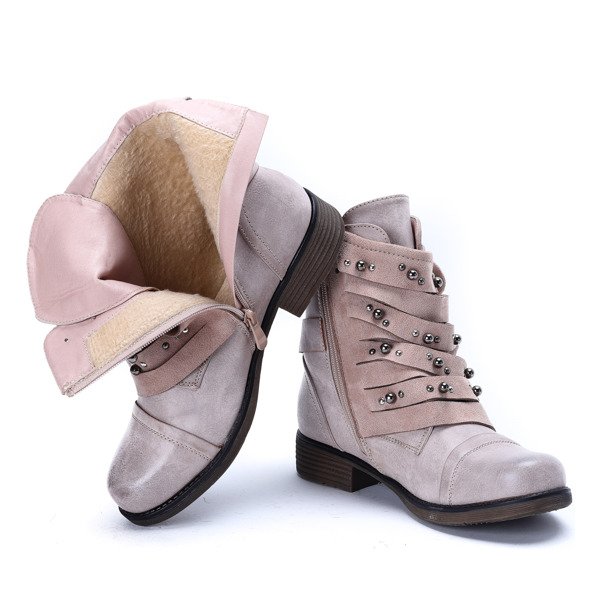 Workery z dżetami w kolorze jasnoróżowym Olesja - Obuwie