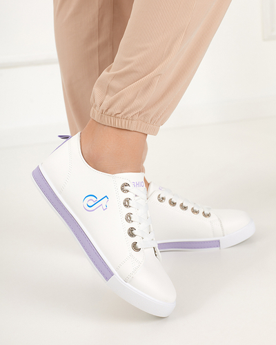 Tenisi de damă albi și violet Tictoa - Încălțăminte