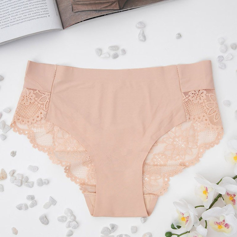 Chiloți bej femei cu dantelă - Lenjerie intimă