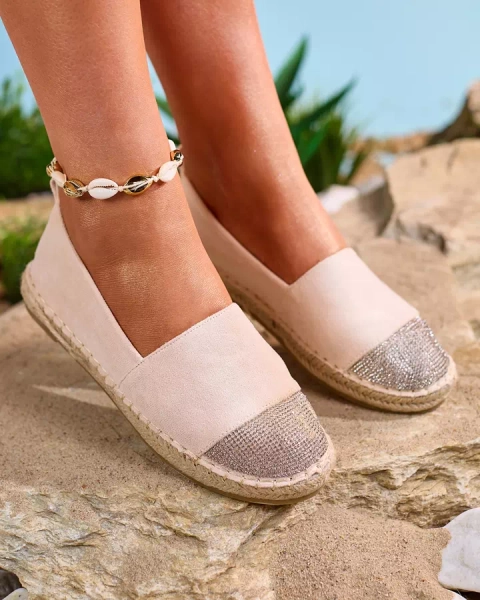 Royalfashion Espadrile de damă bej cu zirconii Iterica