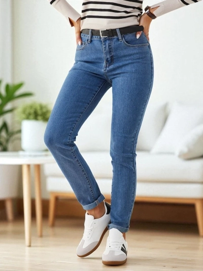 Jeansuri tapered din bumbac pentru femei Royalfashion