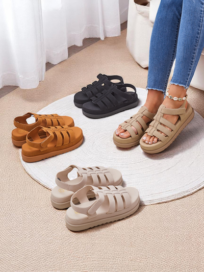 Sandały damskie Callista Camel pe platforma Royalfashion skura ekologiczna