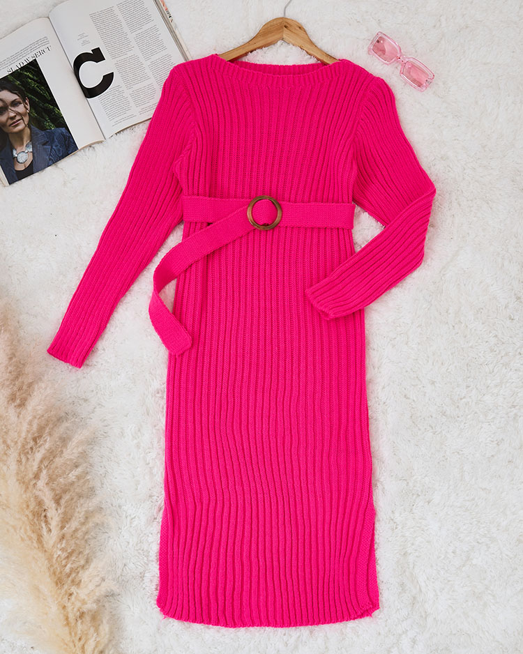 Royalfashion Rochie pulover de damă fuchsia