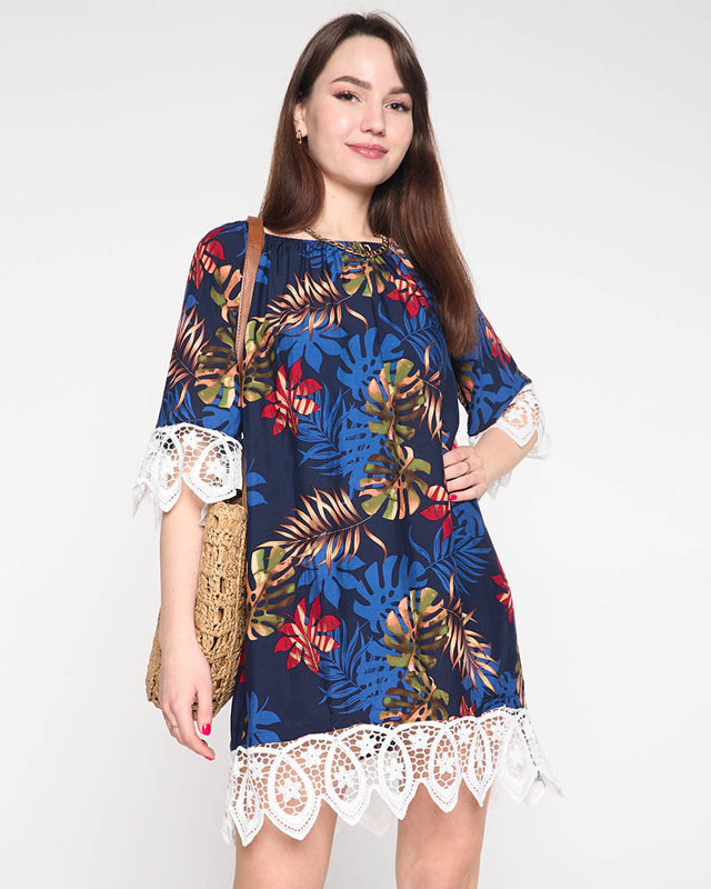 Tunica de dama cu frunze bleumarin - Imbracaminte