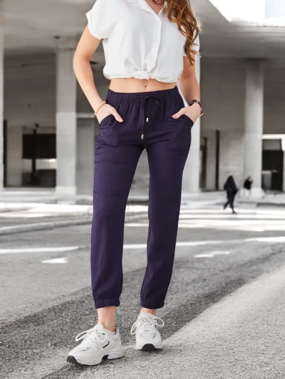 Pantaloni Royalfashion pentru femei cu elastic la capătul picioarelor