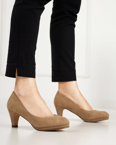 Troerqa pantofi stiletto kaki pentru damă - Încălțăminte