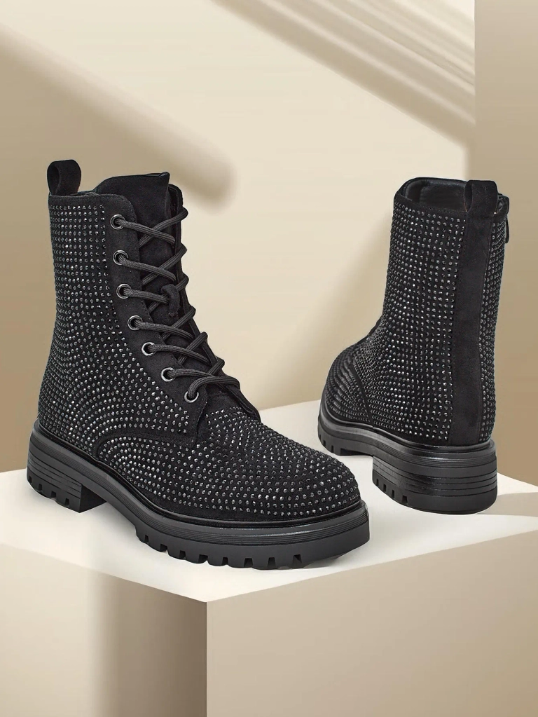 Femei bocanci cu siret si strasuri Royalfashion Russos