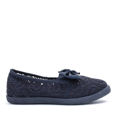 OUTLET Tenisi bleumarin pentru fete cu fundita din satin Sugar Boomb - Incaltaminte