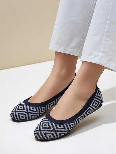 Royalfashion Balerini de damă din material textil cu imprimeu geometric Metric