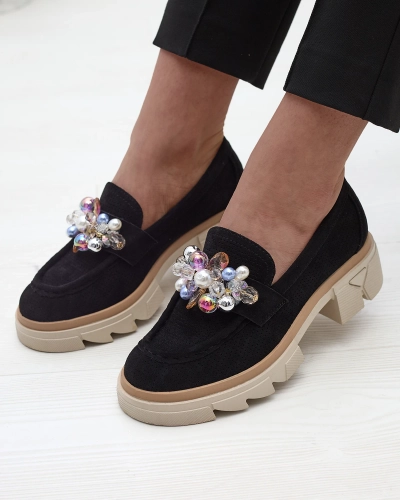 Mocasini negri traforați de damă Peloga- Footwear