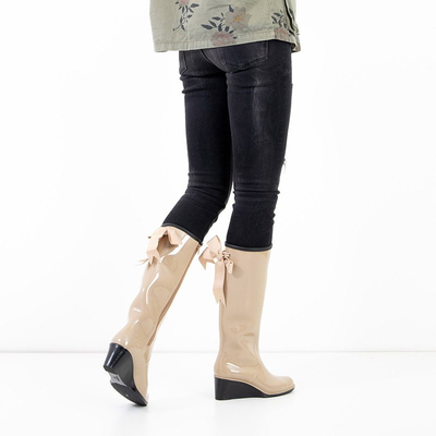 Wellies de dama bej pe pană Genofa - Încălțăminte