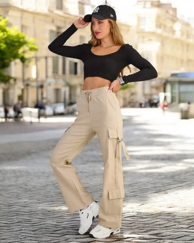 Royalfashion Pantaloni de luptă pentru femei din material textil