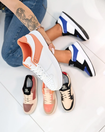 Royalfashion Pantofi sport de damă albi și portocalii Elevace