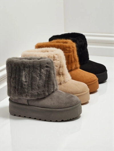 Ghete tip snowboots de damă cu blană artificială Irelle