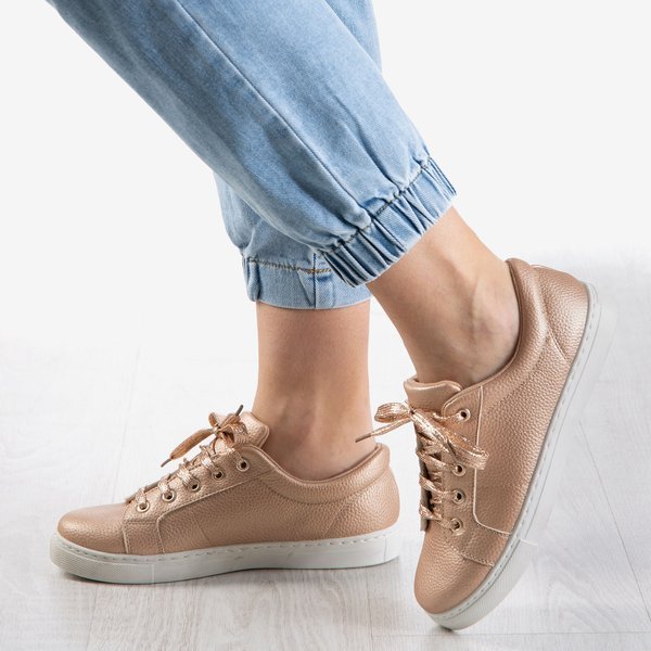 Damskie buty sportowe różowe złoto Natali - Obuwie