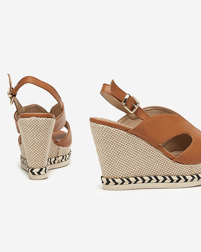 Sandale de damă cu pană înaltă camel Sapian - Pantofi