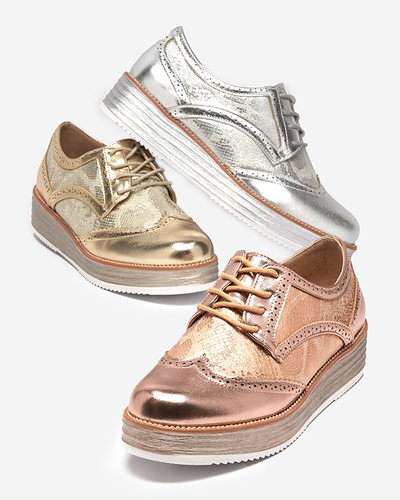 OUTLET Pantofi de dama aurii cu insertii din piele de sarpe Fin - Incaltaminte