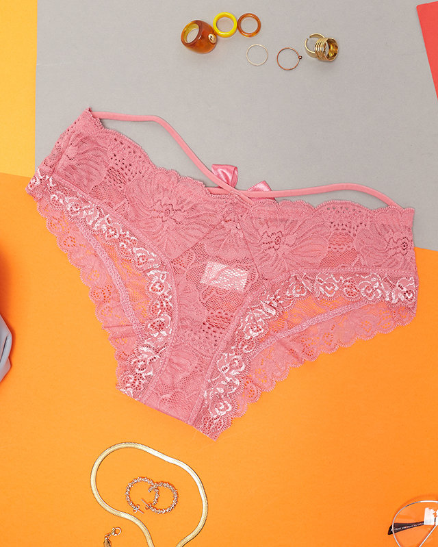Chiloți de damă roz din dantelă - Lenjerie intimă