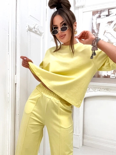 Royalfashion Set de bumbac pentru femei cu pantaloni largi