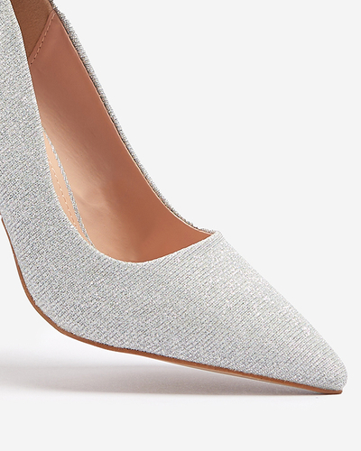 Pantofi de brocart de damă de culoare argintie Bluskita - Încălțăminte