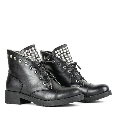 Czarne workery z dżetami Patelana - Obuwie