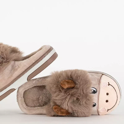 OUTLET Animmes papuci de taur bej pentru copii - Incaltaminte